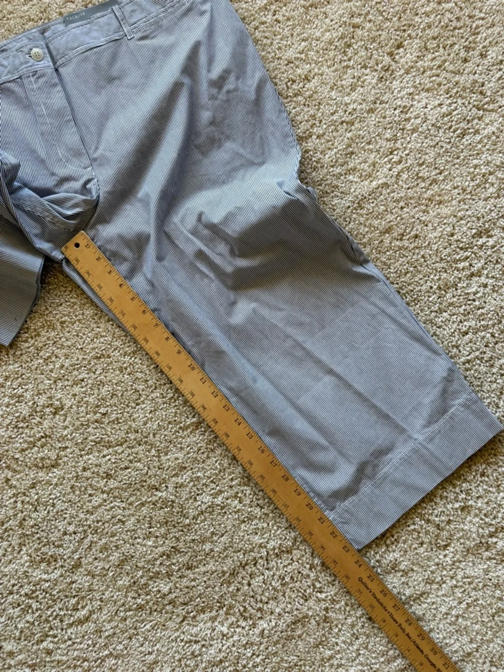 Talbots Wide Leg Crop‎ Chino Pants Blue White Stripe High Rise 20W NWT